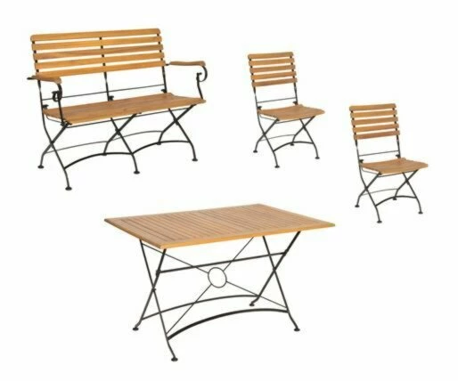 Coupon 👍 4-teilige Sitzgruppe - Akazie-schwarz - mit Bank 😉 3 Coupon 👍 4-teilige Sitzgruppe - Akazie-schwarz - mit Bank 😉