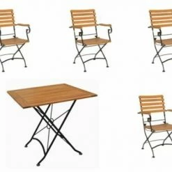 Großhandel 👏 5-teilige Tischgruppe - teakfarben - Akazie massiv 👍