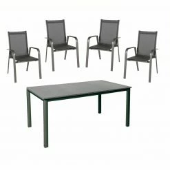 Neu 🌟 5-teiliges Gartenmöbel-Set - anthrazit - stapelbar - 160x90 cm 💯