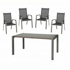 Beste Bewertungen von 🧨 5-teiliges Gartenmöbel-Set - anthrazit - ausziehbarer Tisch - 160/220x98 cm 🎉
