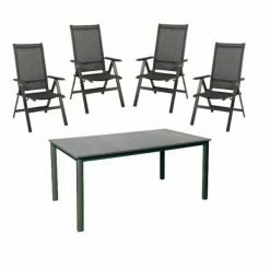 Beste Bewertungen von ⌛ 5-teiliges Gartenmöbel-Set - anthrazit - klappbar - 160x90 cm 🎉