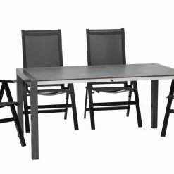 Bester Verkauf 💯 5-teiliges Gartenmöbel-Set - anthrazit - ausziehbarer Tisch - 160/220x75 cm 👍