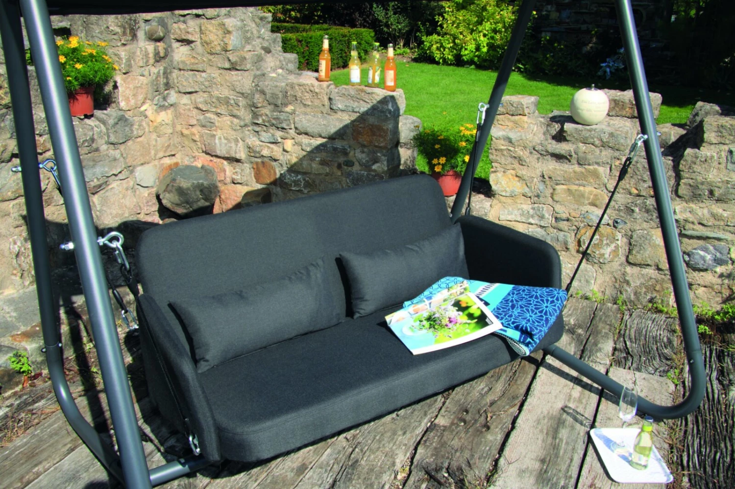 Besorgen 😉 Gartenschaukel - anthrazit - mit Dach 💯 5 Besorgen 😉 Gartenschaukel - anthrazit - mit Dach 💯 – Bild 3