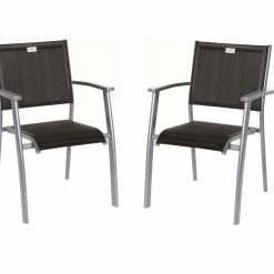 Coupon 🌟 2er-Set Stapelstuhl - platin-schwarz - Aluminium ✔️
