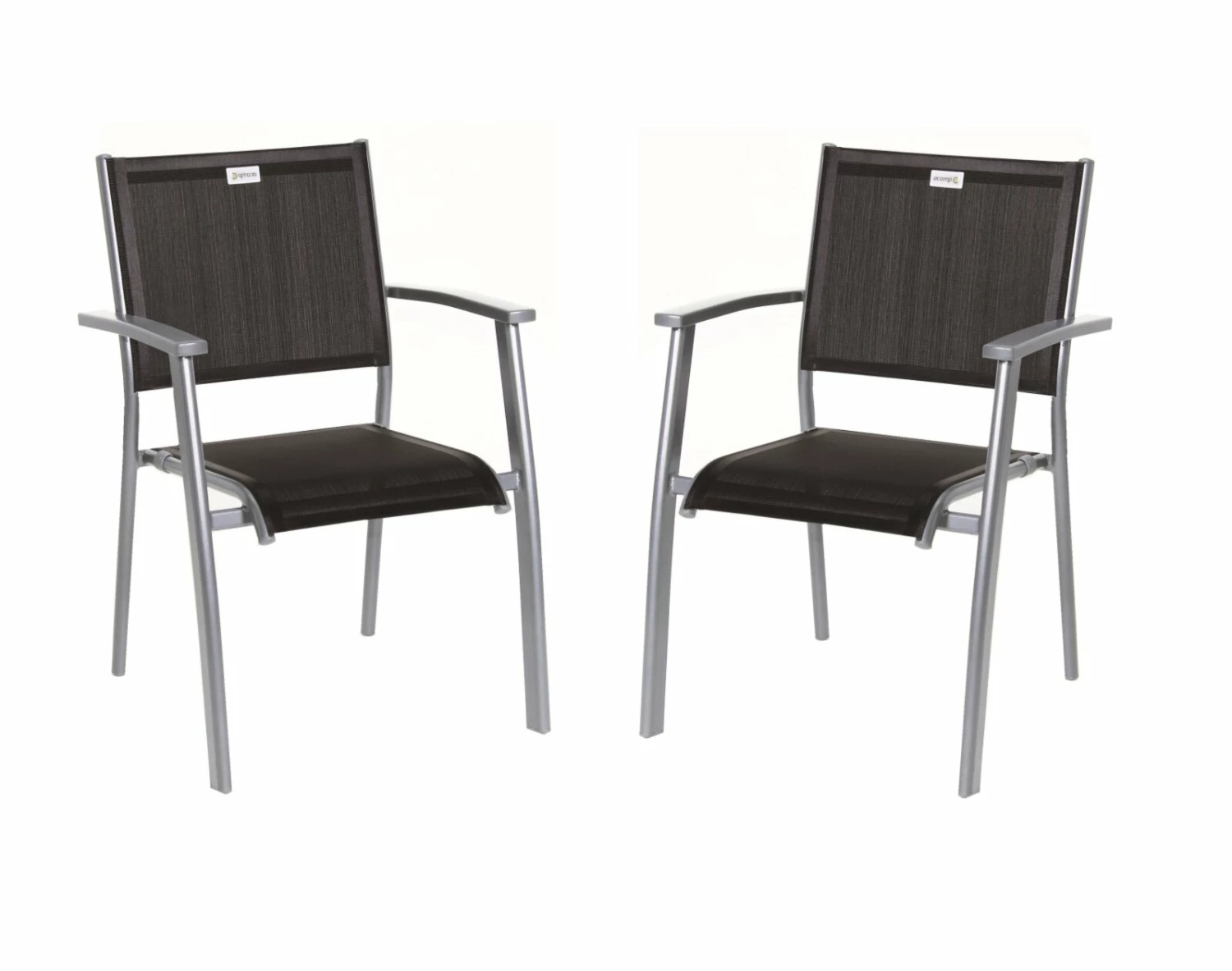 Coupon 🌟 2er-Set Stapelstuhl - platin-schwarz - Aluminium ✔️ 3 Coupon 🌟 2er-Set Stapelstuhl - platin-schwarz - Aluminium ✔️