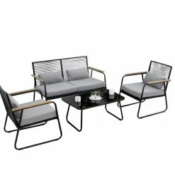 Schlussverkauf 🎉 4-teiliges Lounge-Set - anthrazit - mit Polster ⌛