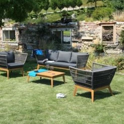 Coupon 🛒 4-teiliges Lounge-Set - grau - Akazie massiv - mit Polster ✨ 7 Coupon 🛒 4-teiliges Lounge-Set - grau - Akazie massiv - mit Polster ✨ -Angebote Garten Store 9005240200 02 1600Wx1600H