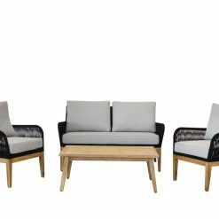 Top 10 👍 4-teiliges Lounge-Set - anthrazit - Akazie massiv 🧨