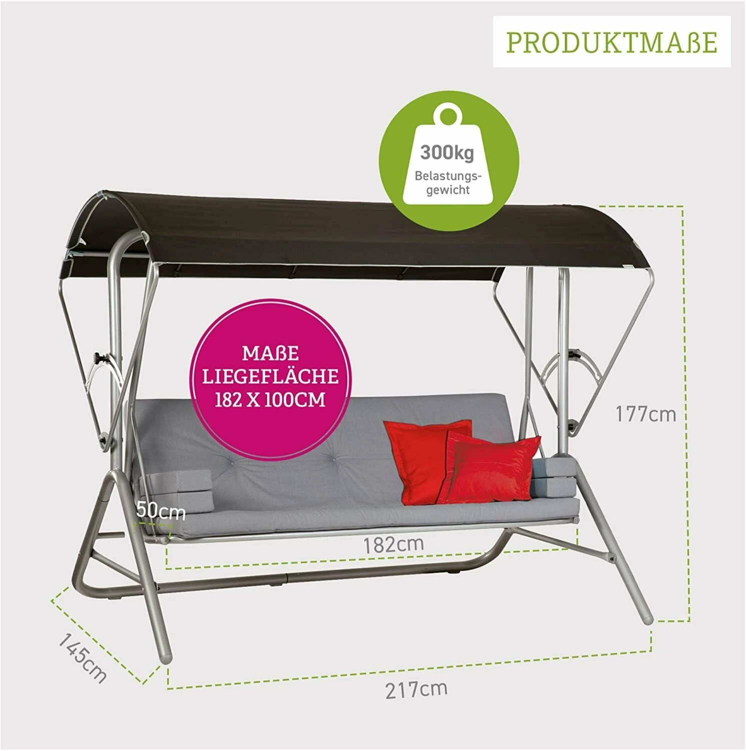 Coupon ⭐ Hollywoodschaukel - anthrazit - 145 cm breit 😉 6 Coupon ⭐ Hollywoodschaukel - anthrazit - 145 cm breit 😉 – Bild 4