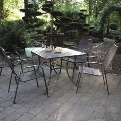 Auslauf 🔔 4-teiliges Stapelstuhl-Set - anthrazit - Stahlrohr 🤩 -Angebote Garten Store 9005245100 03 1600Wx1600H