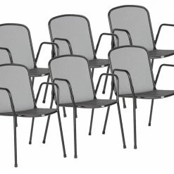 Schlussverkauf 🎉 6-teiliges Stapelstuhl-Set - anthrazit - stapelbar 👏