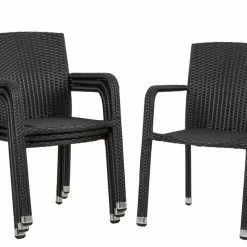 Blitzangebot 🛒 4-teiliges Stapelstuhl-Set - schwarz - stapelbar ⌛