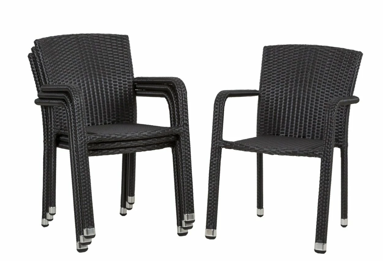 Blitzangebot 🛒 4-teiliges Stapelstuhl-Set - schwarz - stapelbar ⌛ 3 Blitzangebot 🛒 4-teiliges Stapelstuhl-Set - schwarz - stapelbar ⌛