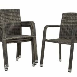 Angebote ⭐ 4-teiliges Stapelstuhl-Set - grau meliert 👏