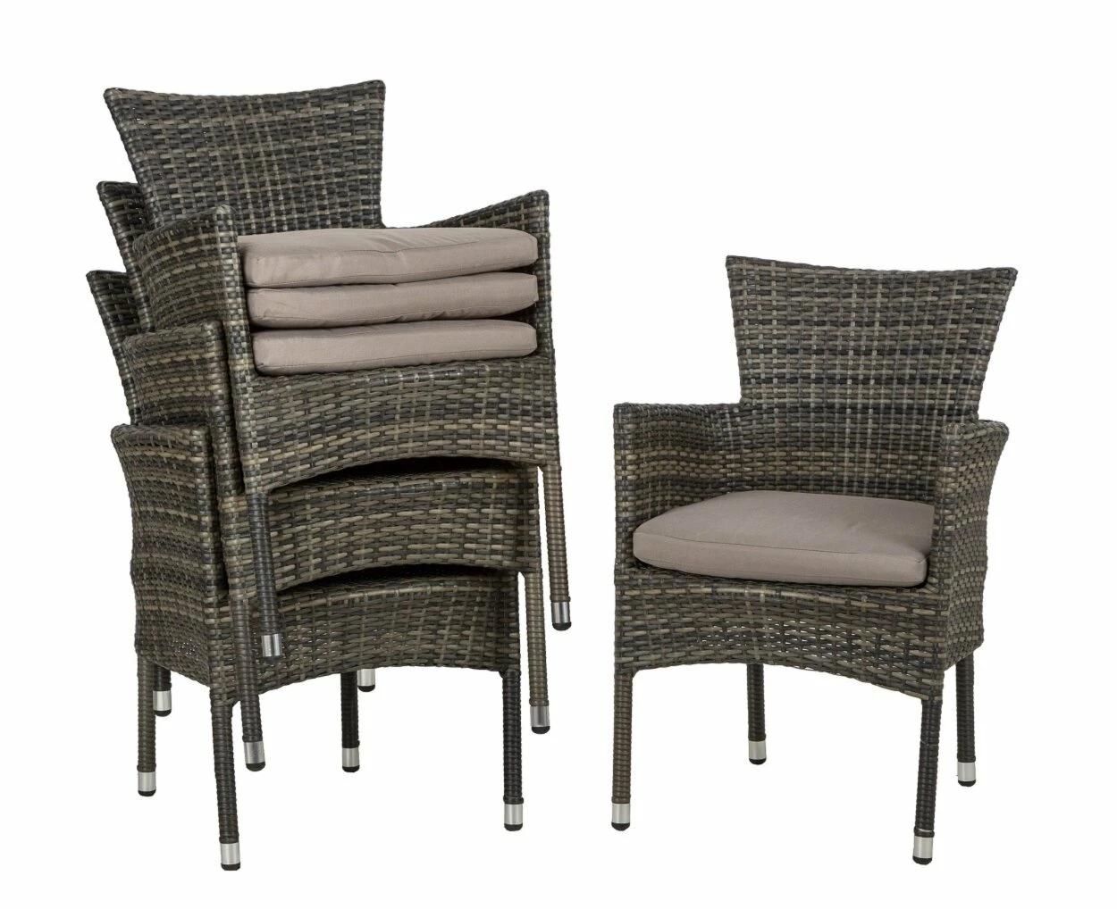 Am billigsten 🤩 4-teiliges Stapelsessel-Set - grau meliert - mit Sitzkissen ✨ 4 Am billigsten 🤩 4-teiliges Stapelsessel-Set - grau meliert - mit Sitzkissen ✨ – Bild 2