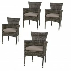 Am billigsten 🤩 4-teiliges Stapelsessel-Set - grau meliert - mit Sitzkissen ✨