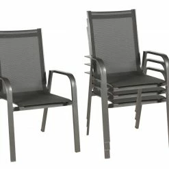 Neu 👍 4-teiliges Stapelstuhl-Set - anthrazit-carbon 🥰