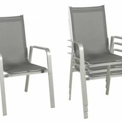 Brandneu 🧨 4-teiliges Stapelstuhl-Set - grau - platin 🛒