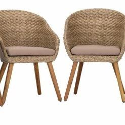 Budget 🛒 4-teiliges Gartenstuhl-Set - teak-taupe - mit Sitzkissen - 61x82 cm 👏