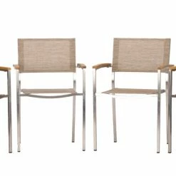 Großhandel ❤️ 4-teiliges Gartenstuhl-Set - sand-silber - Edelstahl - stapelbar - 56x89 cm 🎉