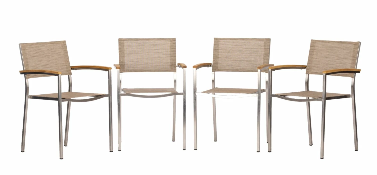 Großhandel ❤️ 4-teiliges Gartenstuhl-Set - sand-silber - Edelstahl - stapelbar - 56x89 cm 🎉 3 Großhandel ❤️ 4-teiliges Gartenstuhl-Set - sand-silber - Edelstahl - stapelbar - 56x89 cm 🎉