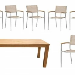 Am billigsten ⭐ 7-teiliges Gartenmöbel-Set - teak-sand - Akazie massiv - 180x90 cm 😉