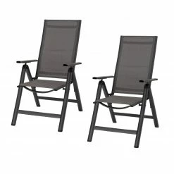 Aktion 🧨 2-teiliges Gartenstuhl-Set - anthrazit - klappbar - 59x110 cm 🎁