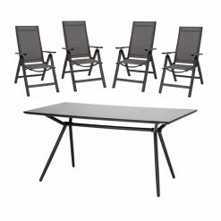 Bester Verkauf ✔️ 5-teiliges Gartenmöbel-Set - anthrazit - 160x80 cm 🤩