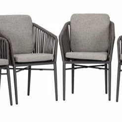 Coupon 🔔 4-teiliges Gartenstuhl-Set - anthrazit-silbergrau - Aluminium 🤩