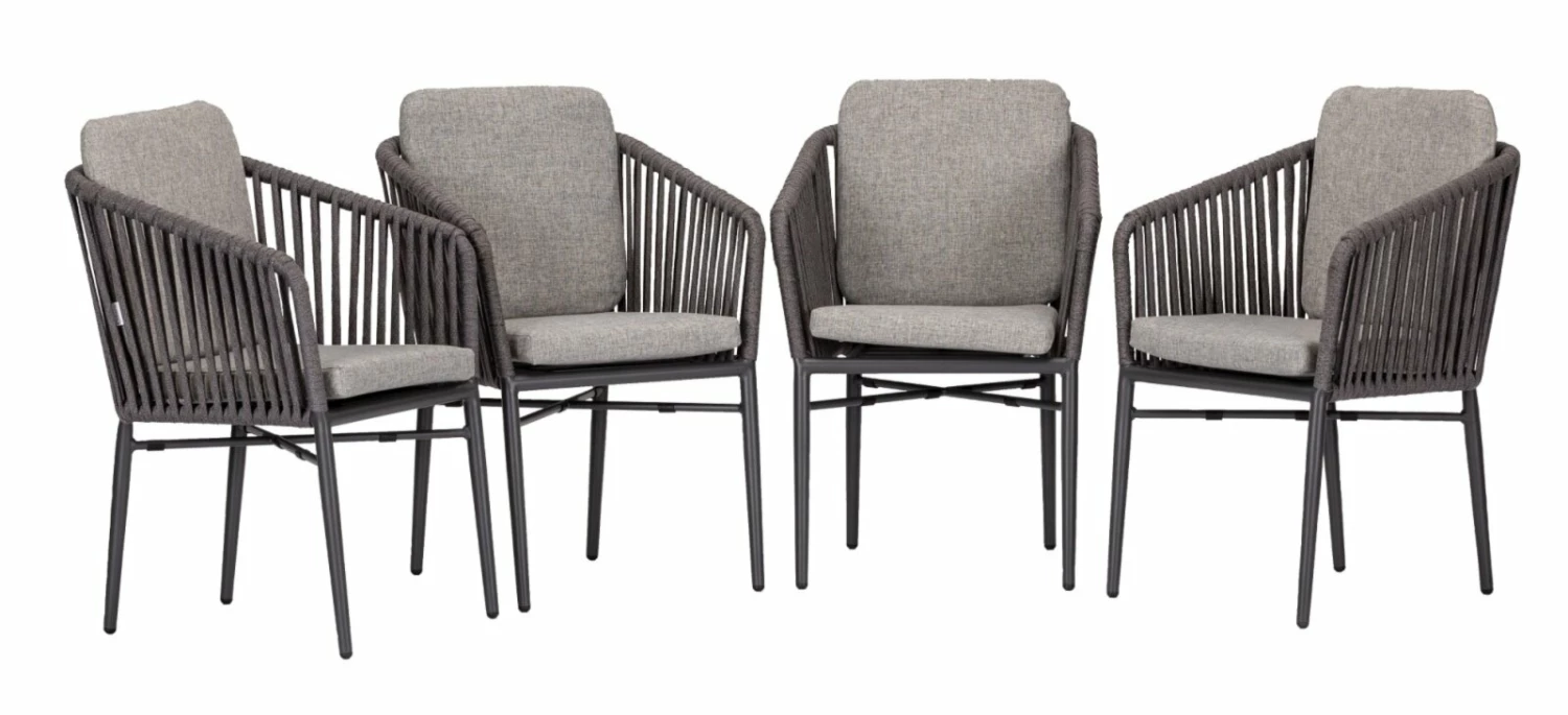 Coupon 🔔 4-teiliges Gartenstuhl-Set - anthrazit-silbergrau - Aluminium 🤩 3 Coupon 🔔 4-teiliges Gartenstuhl-Set - anthrazit-silbergrau - Aluminium 🤩