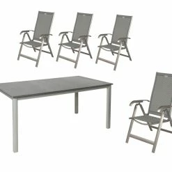 Coupon 🥰 5-teiliges Gartenmöbel-Set - anthrazit-silber-grau 🛒