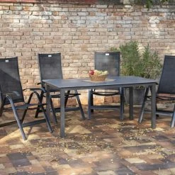 Angebote 🎉 5-teiliges Gartenmöbel-Set - schwarz-anthrazit - klappbar - 180x98 cm 🧨 -Angebote Garten Store 9005252900 04 1600Wx1600H