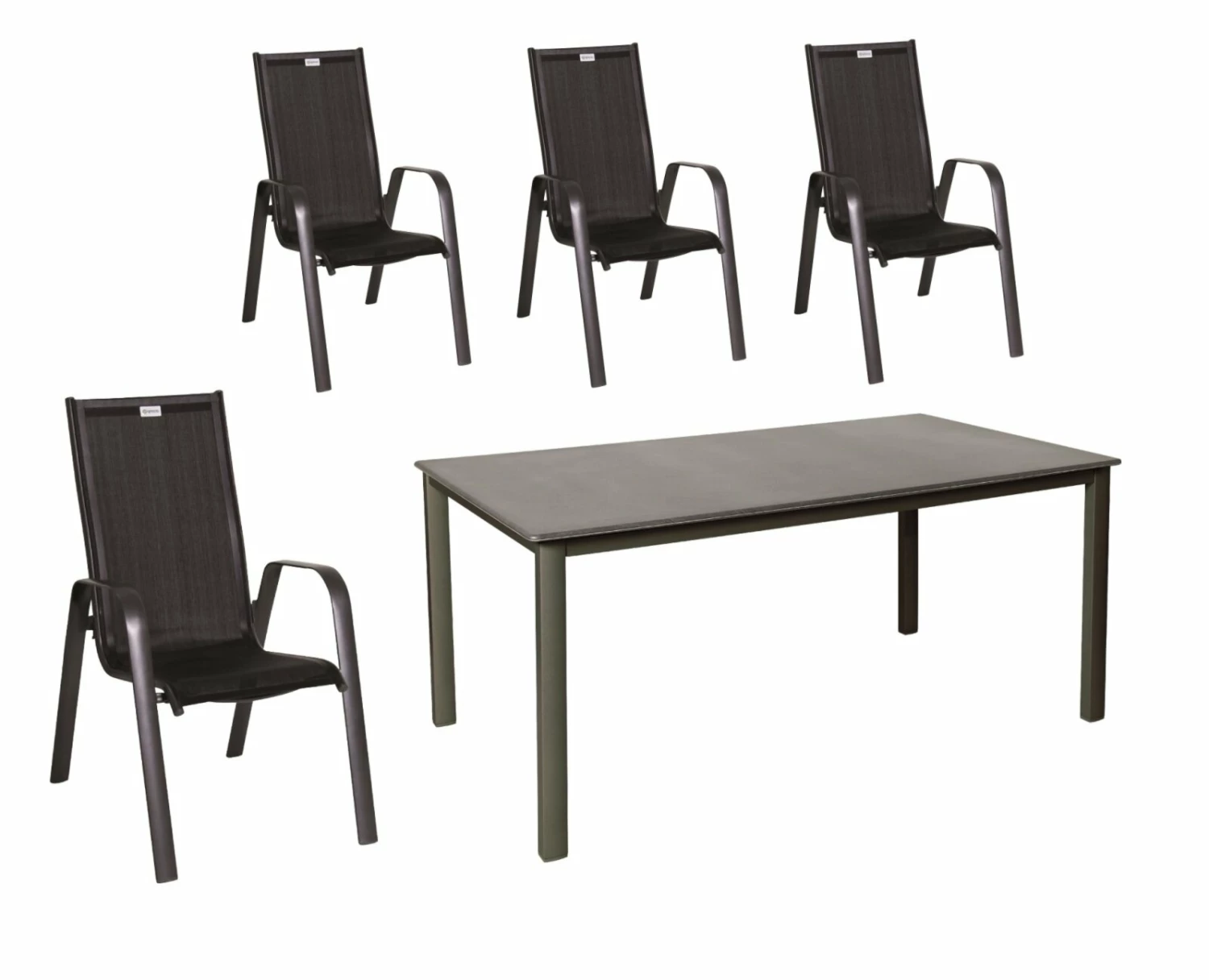 Rabatt 😀 5-teiliges Gartenmöbel-Set - schwarz-anthrazit - stapelbar - 160x90 cm 😀 3 Rabatt 😀 5-teiliges Gartenmöbel-Set - schwarz-anthrazit - stapelbar - 160x90 cm 😀