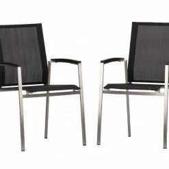 Billig 🥰 2-teiliges Gartenstuhl-Set - schwarz - stapelbar 🧨
