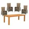 Bestpreis ✨ 5-teiliges Gartenmöbel-Set - braun-grau - Akazie massiv - 180x90 cm ✔️
