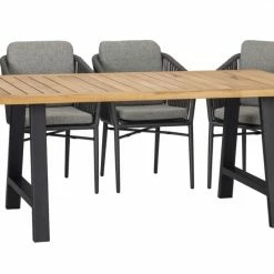 Großhandel 🥰 7-teiliges Gartenmöbel-Set - anthrazit - Eiche massiv - 180x95 cm ⭐