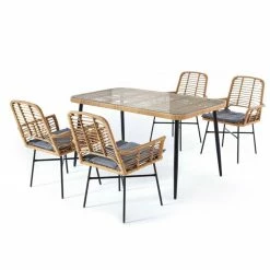 Budget 🧨 5-teilige Garten-Tischgruppe - beige-grau 👏