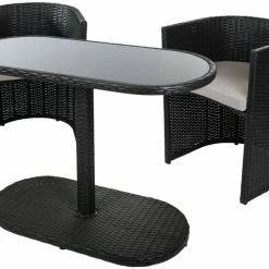 Auslauf 🥰 3-teilige Balkon-Tischgruppe - schwarz-grau 🤩