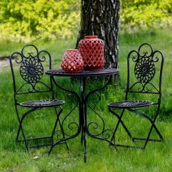 Coupon 🎉 3-teilige Bistro-Tischgruppe - dunkelgrau - Metall ✨