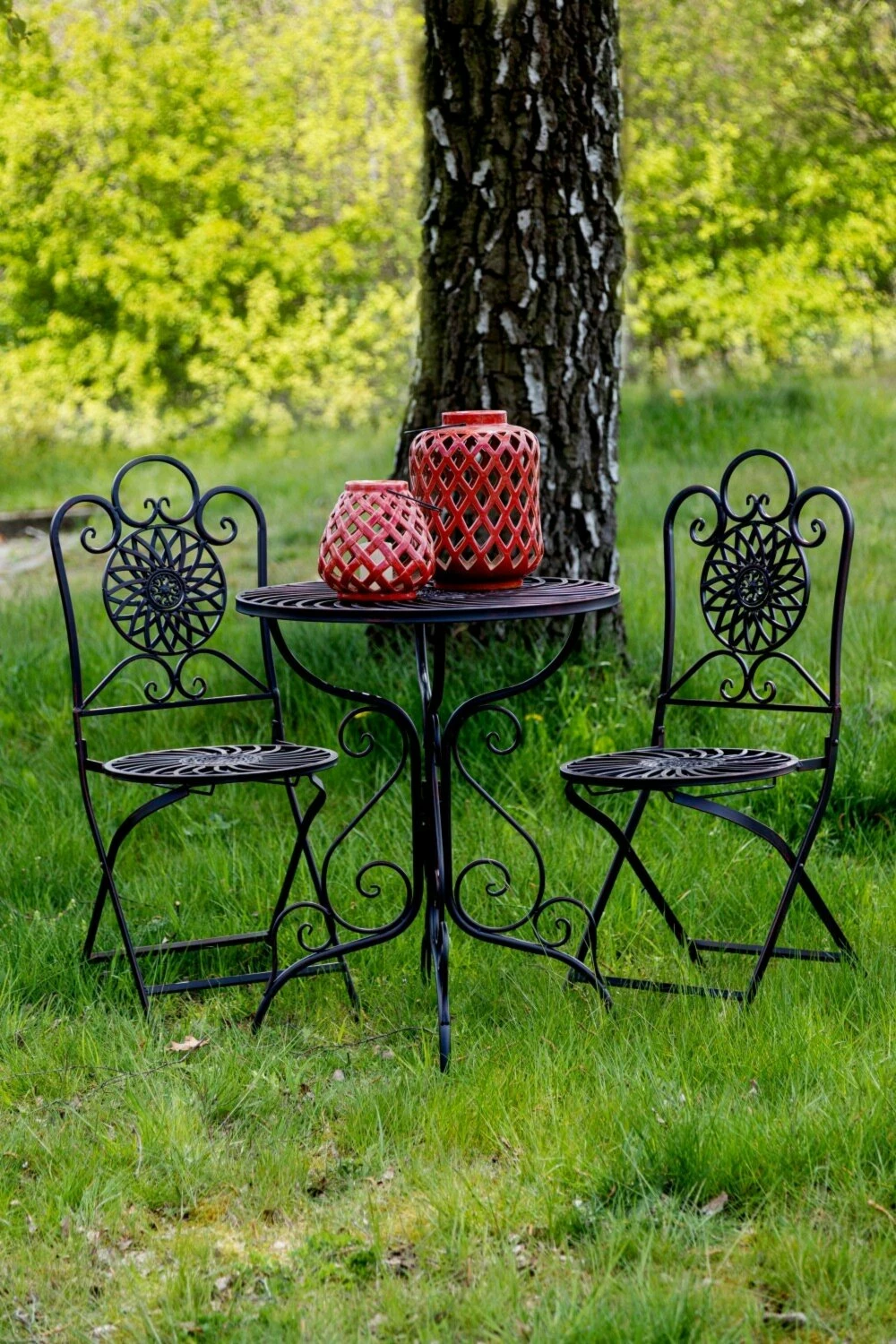 Coupon 🎉 3-teilige Bistro-Tischgruppe - dunkelgrau - Metall ✨ 3 Coupon 🎉 3-teilige Bistro-Tischgruppe - dunkelgrau - Metall ✨