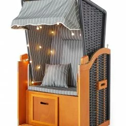 Top 10 👏 1-Sitzer Strandkorb - Geflecht schwarz - LED-Beleuchtung - 90x158 cm 🌟