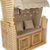 Angebote 🎉 Strandkorb - natur-beige - mit LED-Beleuchtung - 116x160 cm 🌟