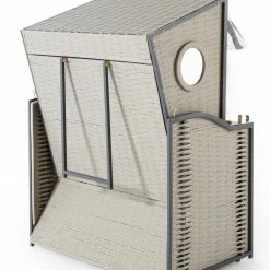 Coupon 🔔 Strandkorb - grau-weiß - mit Bullaugen - 114x160 cm 🛒 -Angebote Garten Store 9005264600 02 1600Wx1600H