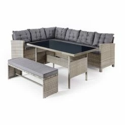 Billig 👏 3-teiliges Garten-Lounge-Set - grau-beige 😀