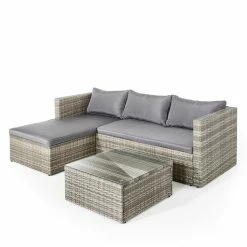 Bestes Angebot 🔔 2-teiliges Gartenmöbel-Set - grau - inklusive Kissen - 131 cm ⭐