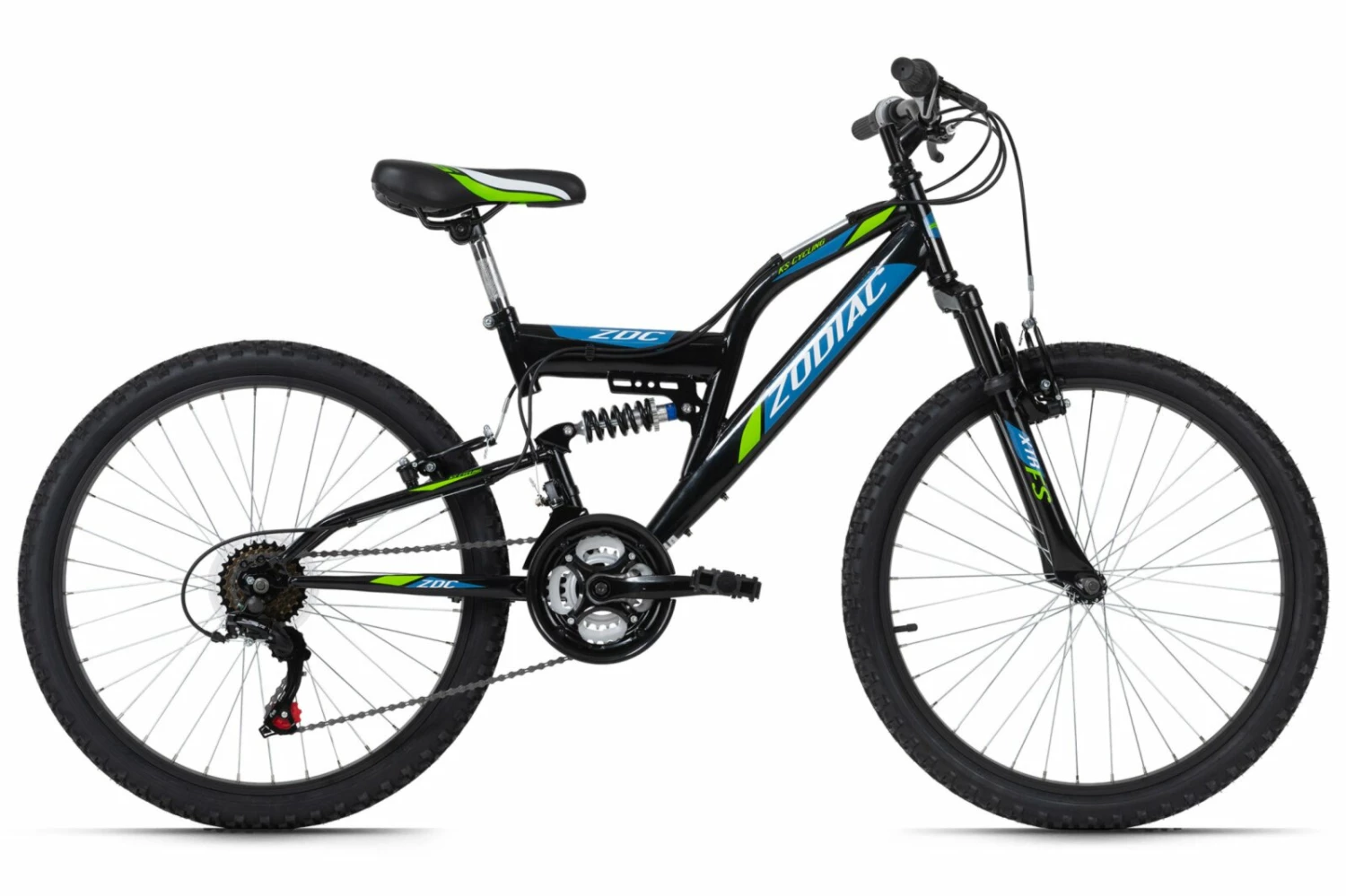 Rabatt ✔️ KS Cycling Kinder-Mountainbike FULLY 24" ZODIAC - schwarz-grün - 38 cm Rahmenhöhe 🎉 3 Rabatt ✔️ KS Cycling Kinder-Mountainbike FULLY 24" ZODIAC - schwarz-grün - 38 cm Rahmenhöhe 🎉