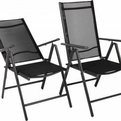 Brandneu 🛒 2-teiliges Gartenstuhl-Set - anthrazit - Aluminium 😀