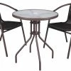 Brandneu ✔️ 3-teiliges Bistro-Set - braun - Polyrattan - mit Schirmloch 😍