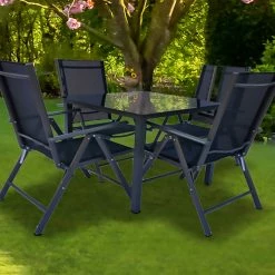 Am billigsten ❤️ 5-teilige Sitzgruppe - anthrazit - Aluminium - 80x80 cm ✔️