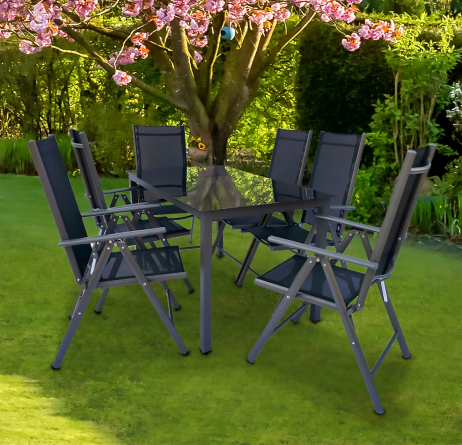 Am billigsten 🛒 7-teilige Sitzgruppe - anthrazit - Aluminum - 140x80 cm 🎁 3 Am billigsten 🛒 7-teilige Sitzgruppe - anthrazit - Aluminum - 140x80 cm 🎁